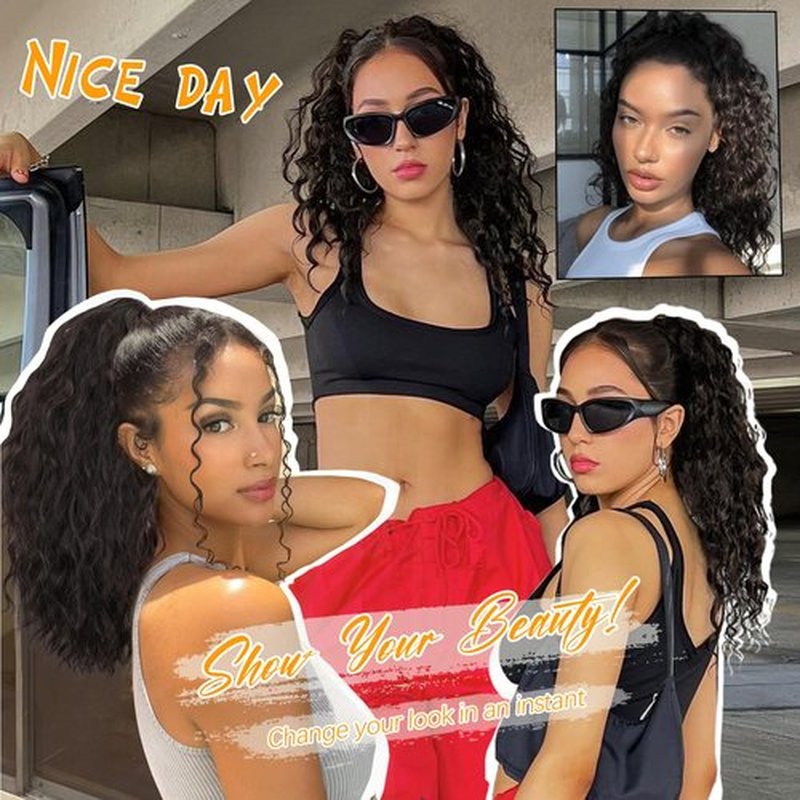 ORSUNCER Ponytail Extension 18" Curly Pony Tail Clip in Claw Ponytail Fluffy Natural Looking Synthetic Hairpiece for Women