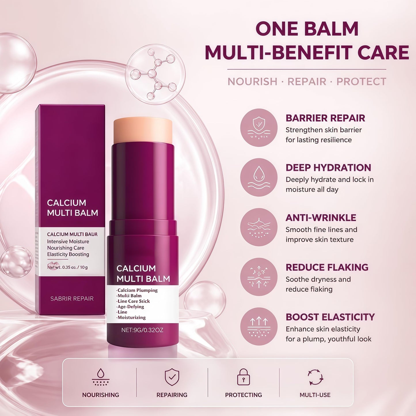 BOWOKI Calcium Multi Balm Stick 2PCS, Collagen Moisturizing Stick, Collagen Moisturing, Anti-aging, Wrinkle Core Stick, Sagging, Hydrating, Firming Skin, Suitable for Eyes, Neck, Face