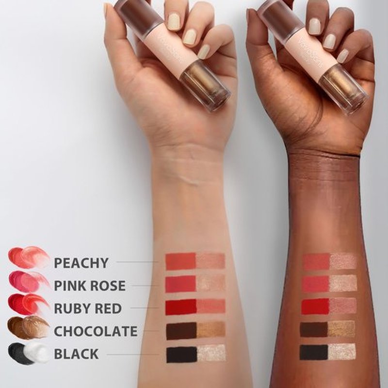 VavaSans Chocolate Brown Matte Liquid Lipstick with Gold Clear Glitter Lip Gloss 2 In 1 Dual Ended Highly Pigmented Long Lasting Non Sticky Transfer Proof High Shine Finish Makeup for Girls and Women