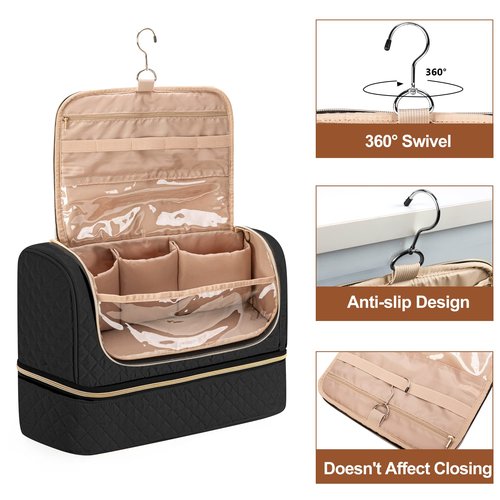 Yarwo Large Airwrap Storage Bag Compatible for Shark FlexStyle Styling (HD 430/440), Double Layers Travel Case Box for Shark Flexstyle/Dyson Airwrap and Hair Styler Attachments, Black (Bag Only)