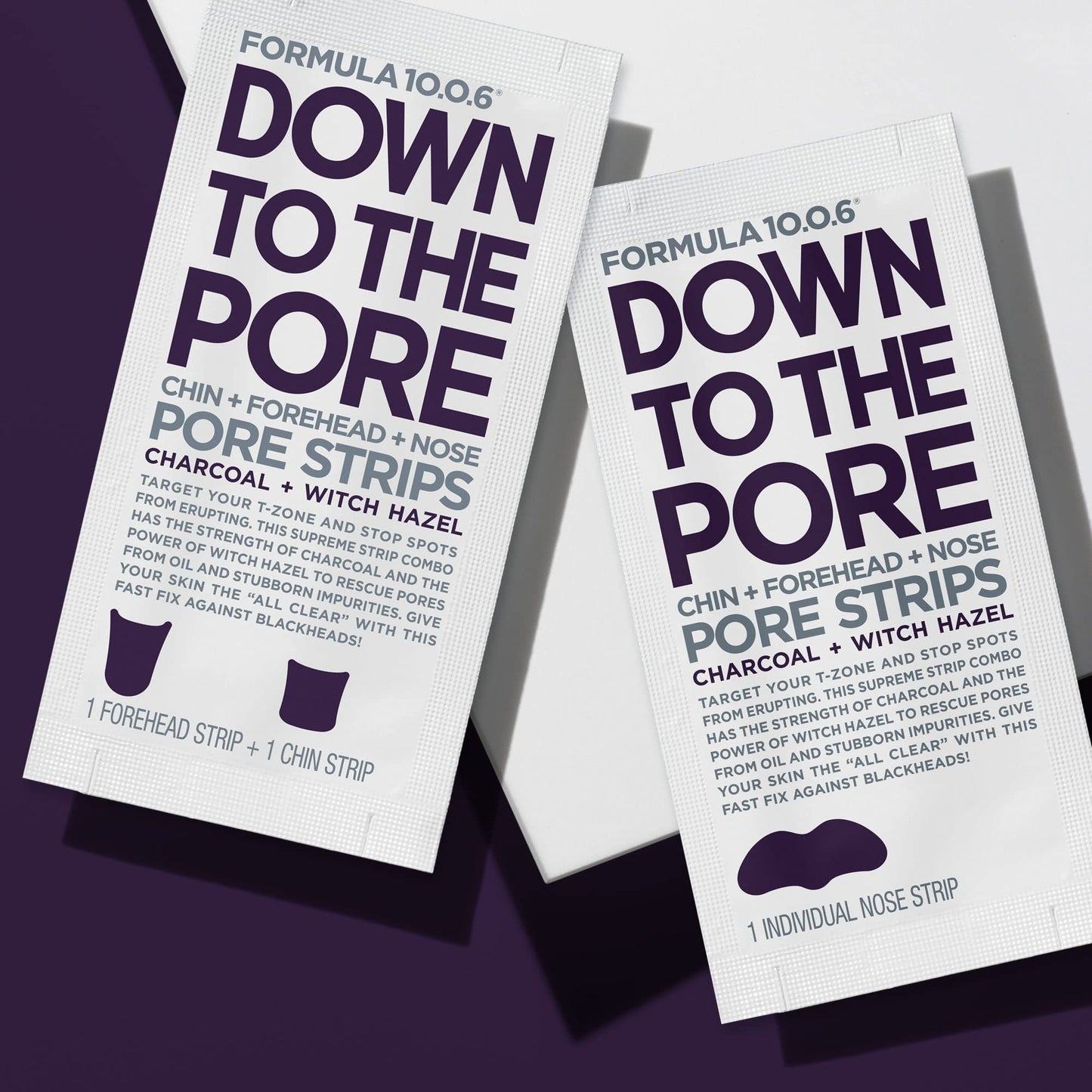 FORMULA 10.0.6 - Down to the Pore Strips - Pore Cleansing Strips, Removes Blackheads & Clears Clogged Pores with Charcoal and Witch Hazel, 6 Count