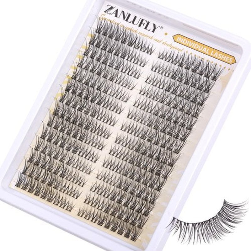 Lash Clusters Natural Left&Right Individual Lashes Cat Eye Eyelash Clusters D Curl Wispy DIY Lashes Extensions Cluster Eyealshes Extension (252Pcs,7-16MM)