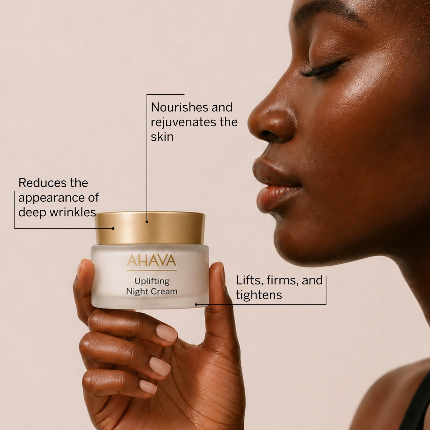AHAVA Uplift Night Cream - Rich, Melting Night Cream to Lift, Firm & Tighten Skin, Anti-Aging Effect by Reducing Deep Wrinkles, Enriched with Exclusive Osmoter, Tripeptide 38 & Shea Butter, 1.7 Fl.Oz