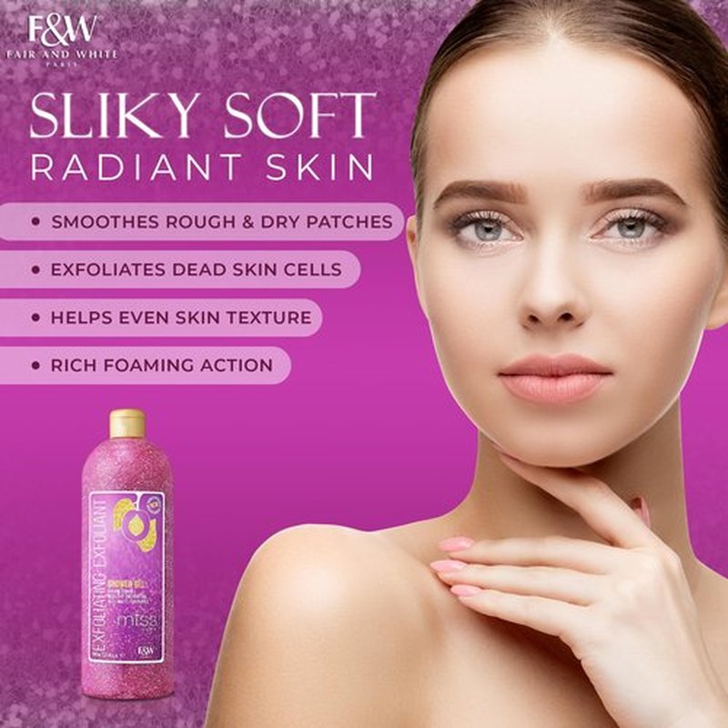 Fair and White, Miss White Exfoliating Shower Gel 1000ml - Formulated to Exfoliate Skin, with Pomegranate and Glycerin