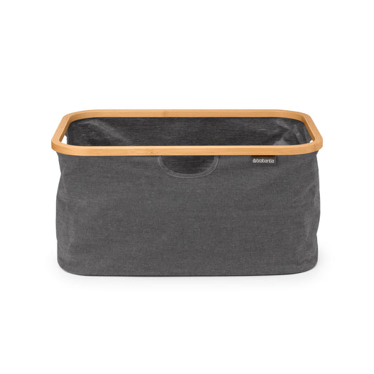 Brabantia - Foldable Laundry Basket 10.6 Gal - Water Resistant Hamper for Wet & Dry Laundry - Storage Basket for Clothes & Linen - Bamboo Rim for Easy Grip - Garment Washing - Pepper Black
