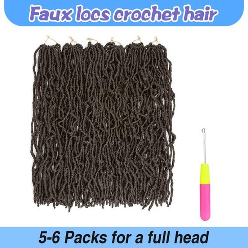 Faux Locs Crochet Hair 18 Inch 6 Packs Soft Locs Crochet Hair for Black Women New Crochet Braids Locs for Butterfly Locs Pre Looped Curly Wavy Braiding Hair Extensions (4#, 18 Inch)
