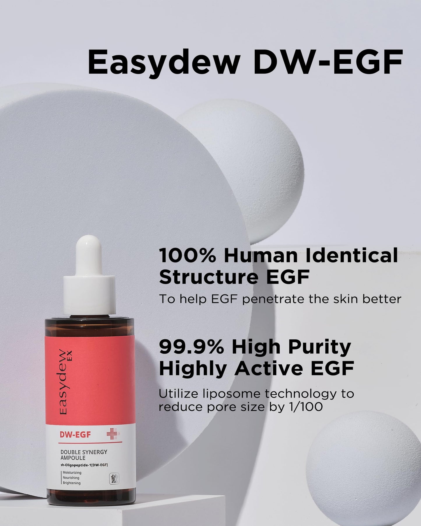 EASYDEW DW-EGF Peptide Double Synergy Ampoule - Intensive Moisturizing Face Serum with Hyaluronic Acid, Ceramide, Bakuchiol - Firming, Moisture Glow Skin for Rough Skin, 1.69 fl.oz.