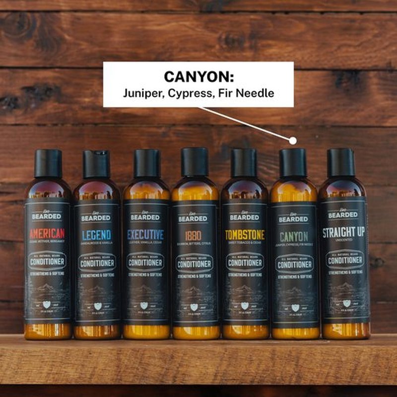 Live Bearded: Beard Conditioner - Canyon - Facial Hair Conditioner - 8 oz. - Strengthens and Softens - All-Natural Ingredients with Biotin, Coconut Oil, Argan Oil, and Caffeine - Made in the USA