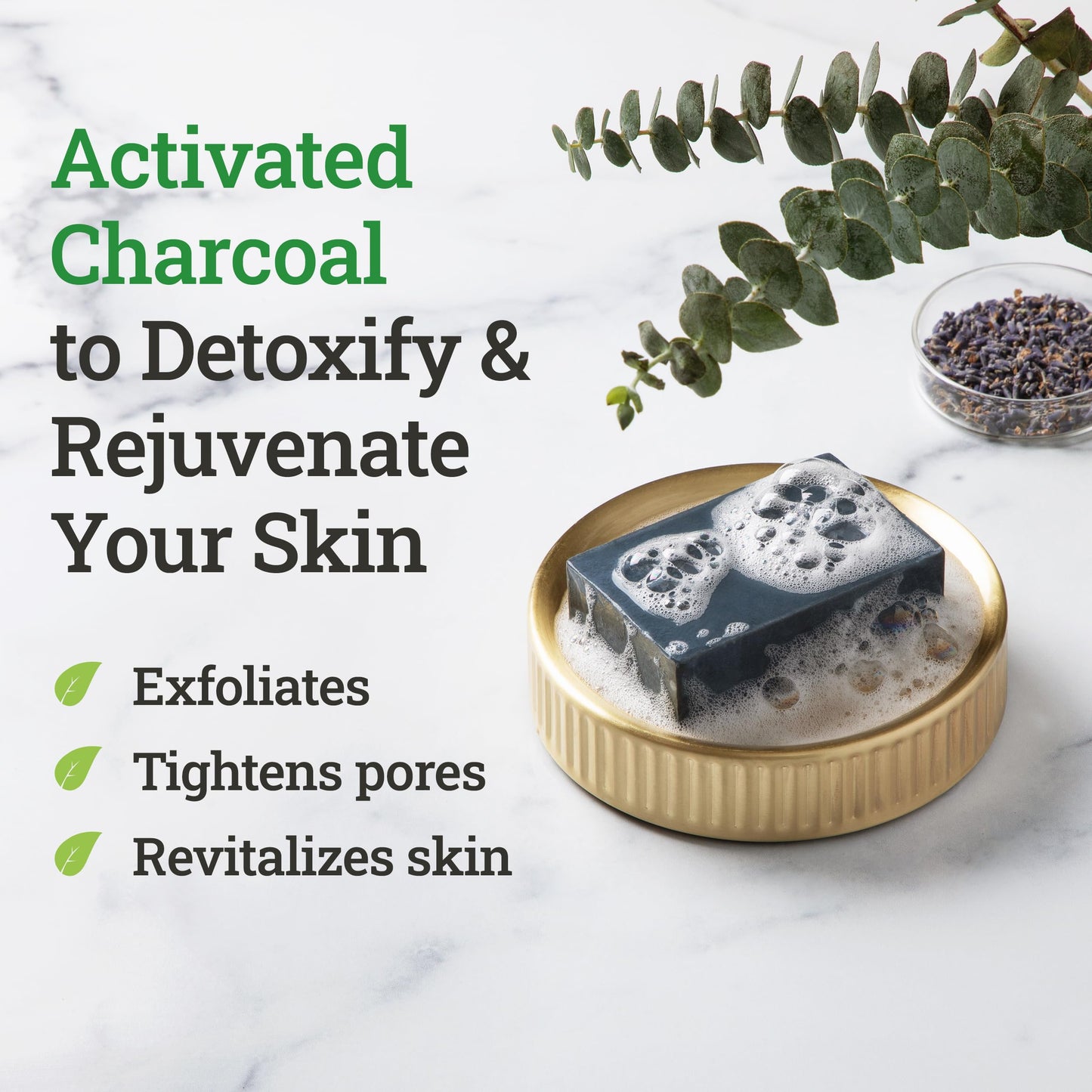 Truremedy Naturals Natural Activated Charcoal Soap Bar (2-Pack) - Hand, Foot & Body Soap - Tea Tree, Peppermint & Charcoal Soap - Vegan, Cruelty Free - Made In USA - 8 Oz
