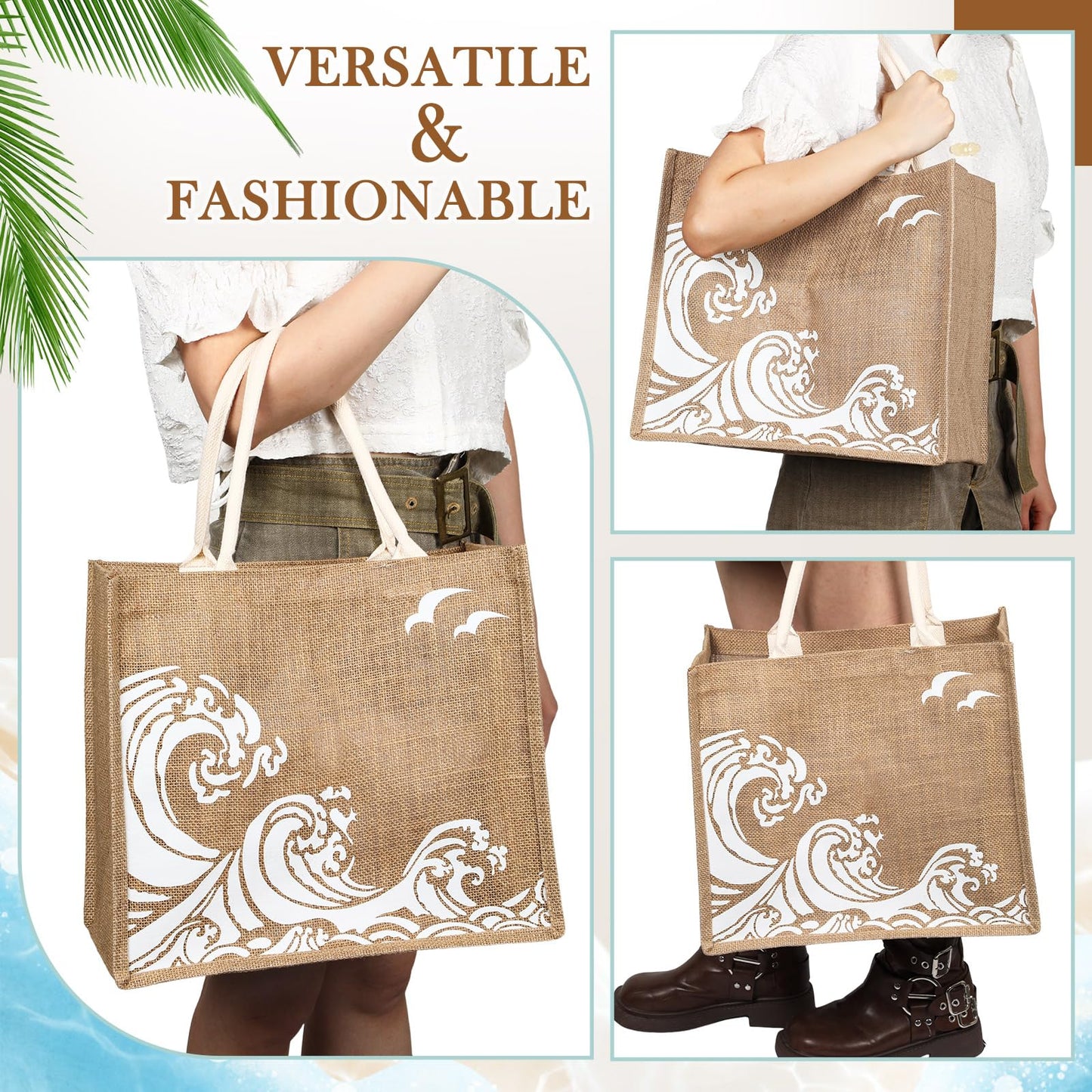 Yiyiring 6 Pcs Beach Gifts for Women Set Beach Theme Gift Set Burlap Tote Bags Cosmetic Bag 20 oz Tumbler Keychain for Birthday Holiday Travel Wedding Bridal Shower Bride Bridesmaid Honeymoon(Classic)