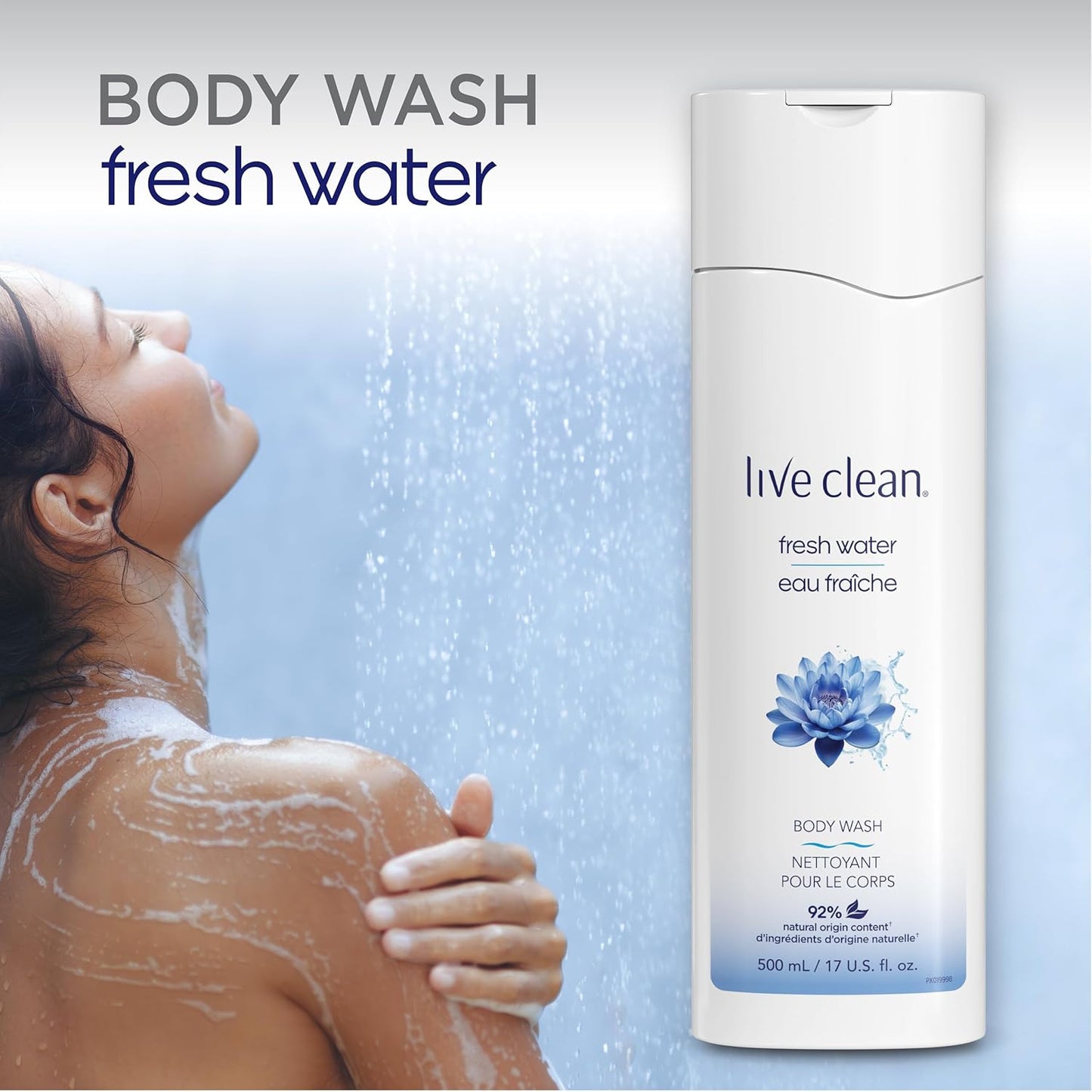 Live Clean Body Wash - Hydrating Fresh Water Formula | 17 Oz Size