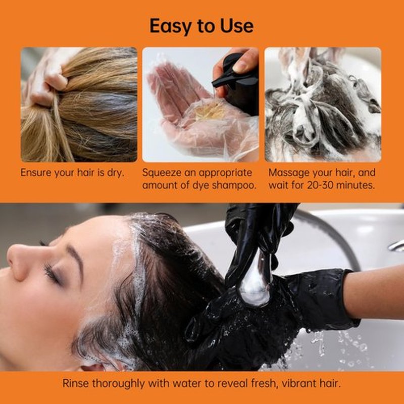 Happy Innocent Hair Color Shampoo for Gray Hair-Black Hair Dye Shampoo,4 In 1 Easy to use Natural&Long Lasting Looking Ammonia Free