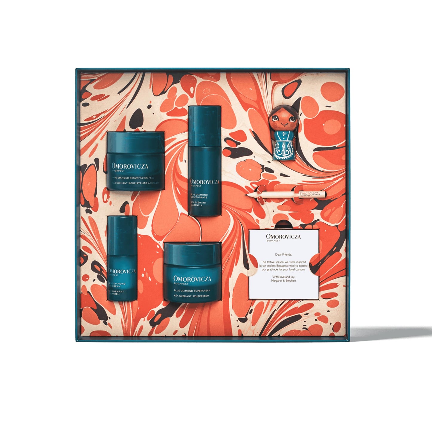 Omorovicza Blue Diamond Quartet, 4-Piece Anti-Aging Skincare Set with Diamond Peptides, Healing Concentrate™ to Boost Skin Longevity, Firmness & Radiance, Christmas Gifts & Stocking Stuffers