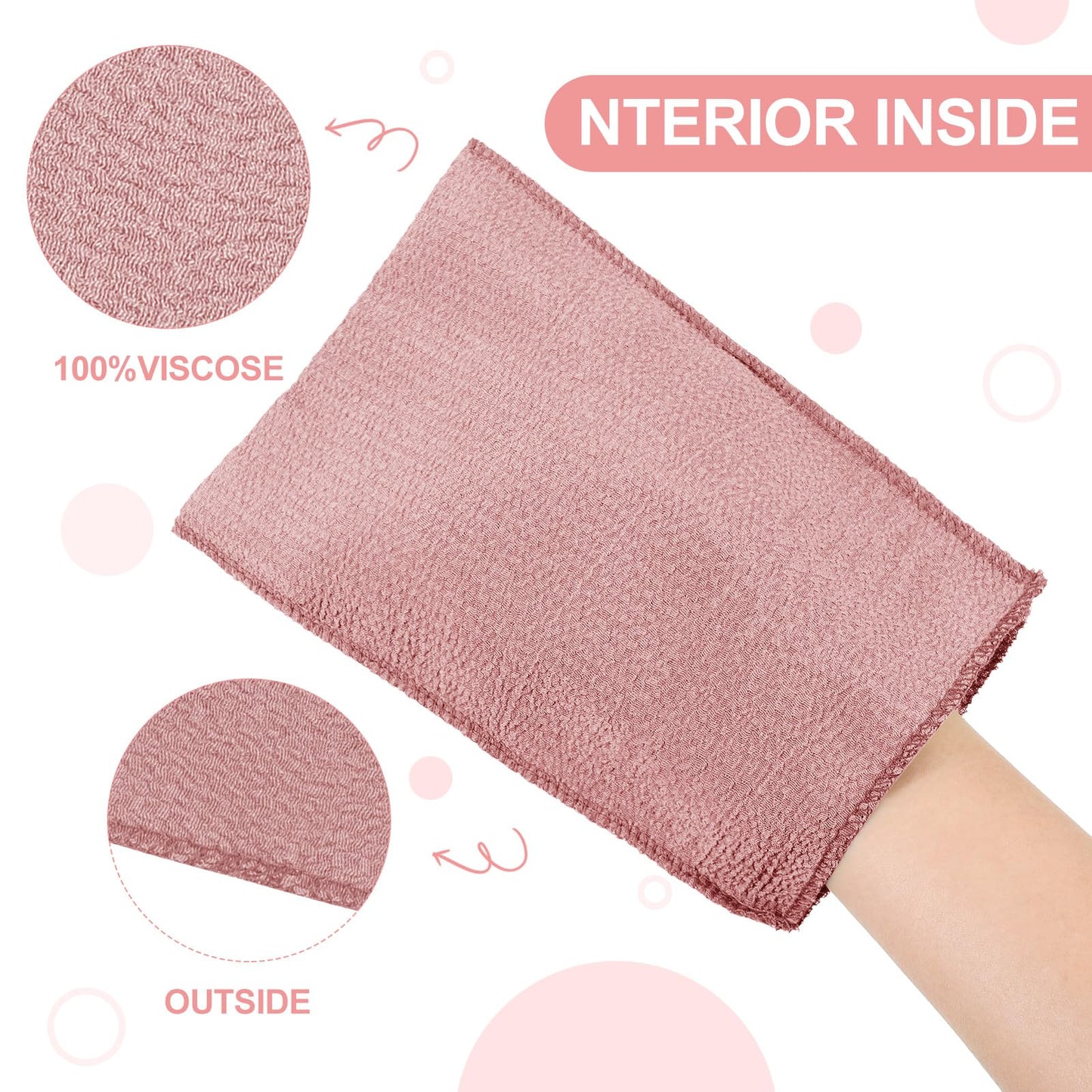 Tatuo 12 Pack Korean Exfoliating Mitt & Cloth, Viscose Rayon Dead Skin Remover Washcloth, Multi Color Body Scrub Towel for Shower Spa Travel(Small,Pink, Brick Red, Gray, Blue)