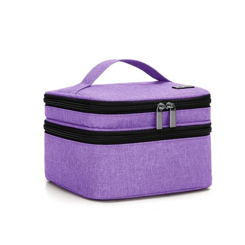 LUXJA Nail Polish Carrying Case - Holds 20 Bottles (15ml - 0.5 fl.oz), Double-layer Organizer for Nail Polish and Manicure Set, Purple