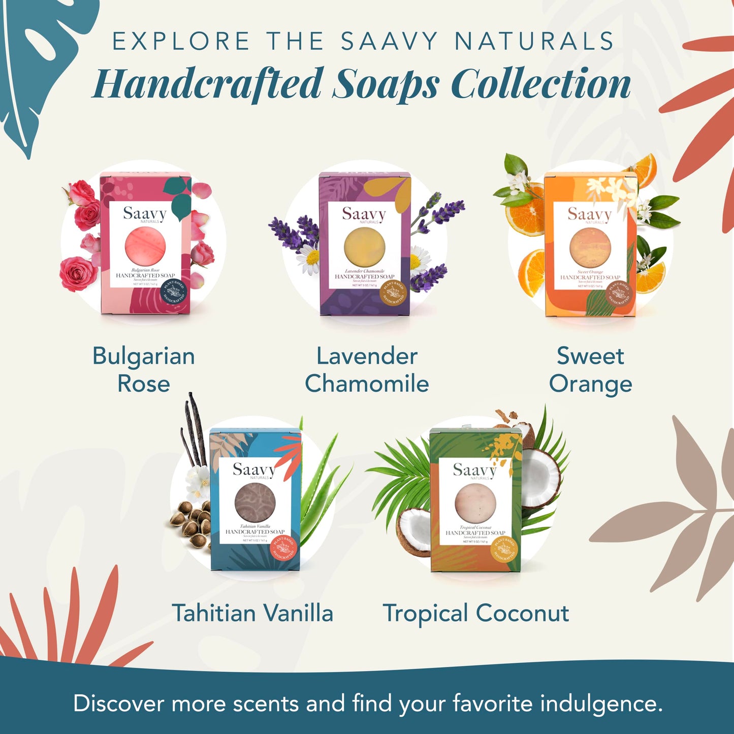 Saavy Naturals Handmade Soap Bar, Moisturizing Formula Vegan Soap, Organic Bath Soaps Bars for Women, Creamy Lather Soaps Gift Sets for Women, 5 Oz, 2 Pack