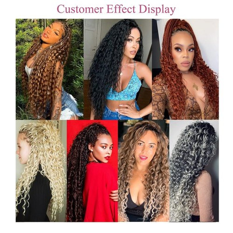 Ocean Wave Braiding Crochet Hair Extension 26 inch 6packs Curly Crochet Hair Synthetic Wavy Hair Extensions for Women #1B Natural Black