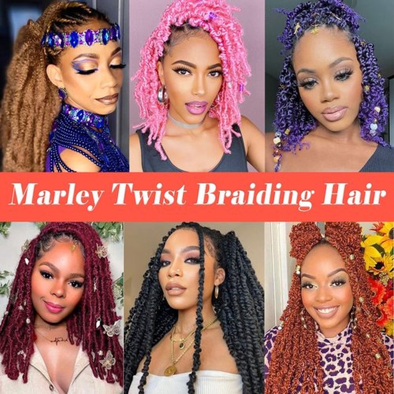 Afro Twist Hair 24 Inch Black 7 Packs Cuban Twist Hair Pre Separated Marley Twist Braiding Hair for Faux Locs Synthetic Springy Afro Kinky Twist Hair Pre Fluffed Spring Twsit Hair Extensions (24",1B)