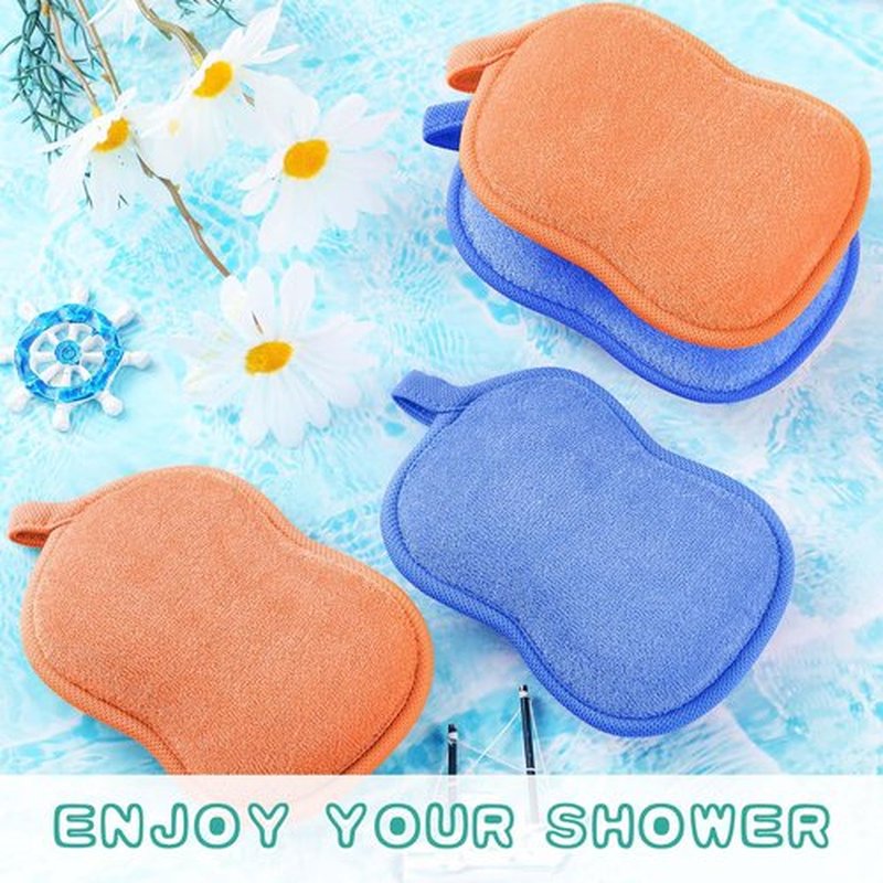 Tatuo 4 Pieces Baby Bath Sponge Cotton Baby Sponge Soft and Absorbent Sponge for Kids Babies Men Women (Orange,Blue)