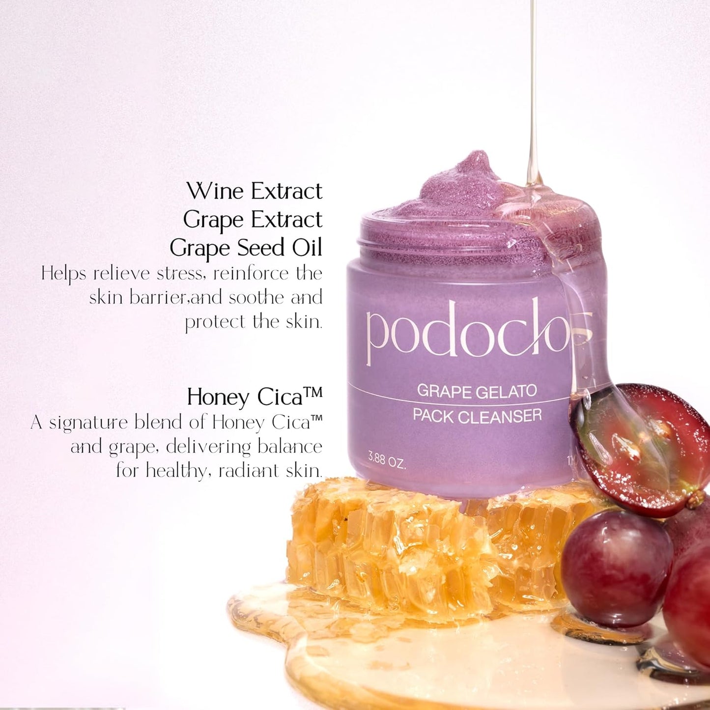 Grape Gelato Pack Cleanser - Exfoliating Face & Body Scrub with Honey Cica™ & Grape Extracts | 3.88 oz