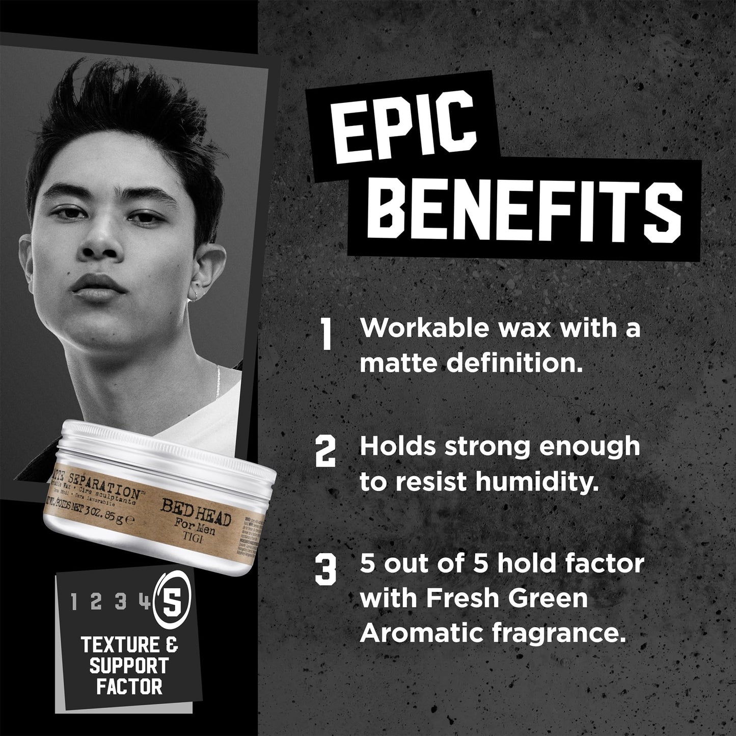 TIGI Bed Head Hair Wax for Men, Matte Separation 3-Pack – Workable Strong Hold, Anti-Humidity, Travel-Friendly Hair Products for Men, 3 Oz Ea