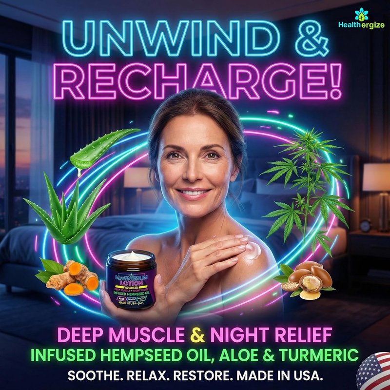 Magnesium Lotion for Sleep & Sore Muscles | Hemp, Turmeric & Moroccan Oil - 5 Oz Made in USA