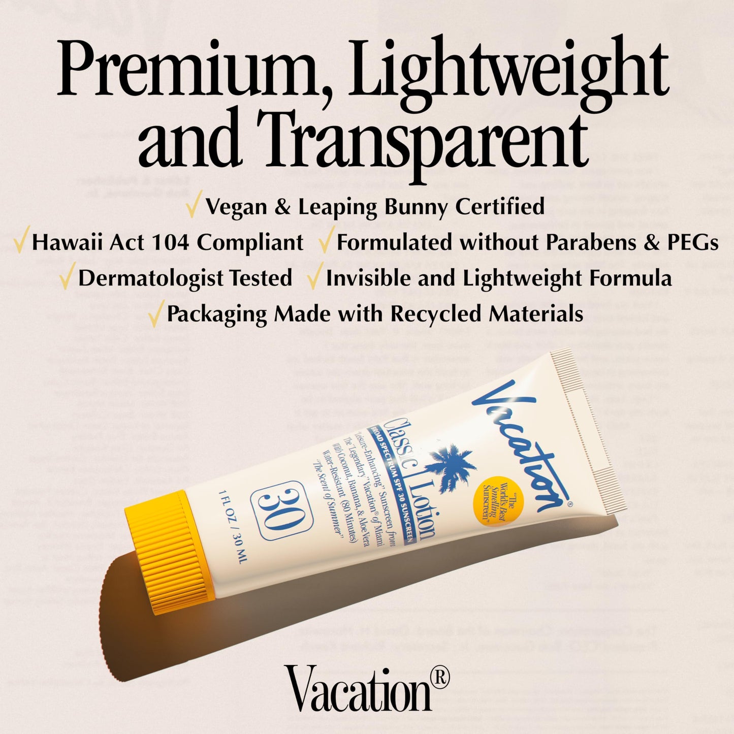 Vacation Mini Classic SPF 30 Sunscreen Lotion, 1 Fluid Ounce, Pack of 24 - Invisible, No White Cast, Water-Resistant, Vegan, Dermatologist-Tested, Travel Size