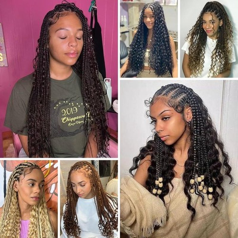 Ocean Wave Crochet Hair 18 inch 7packs Deep Wave Crochet Hair Synthetic Wave Curly Braiding Hair Extensions Ocean Wave Braiding Hair for Black Women (18inch, 1B)