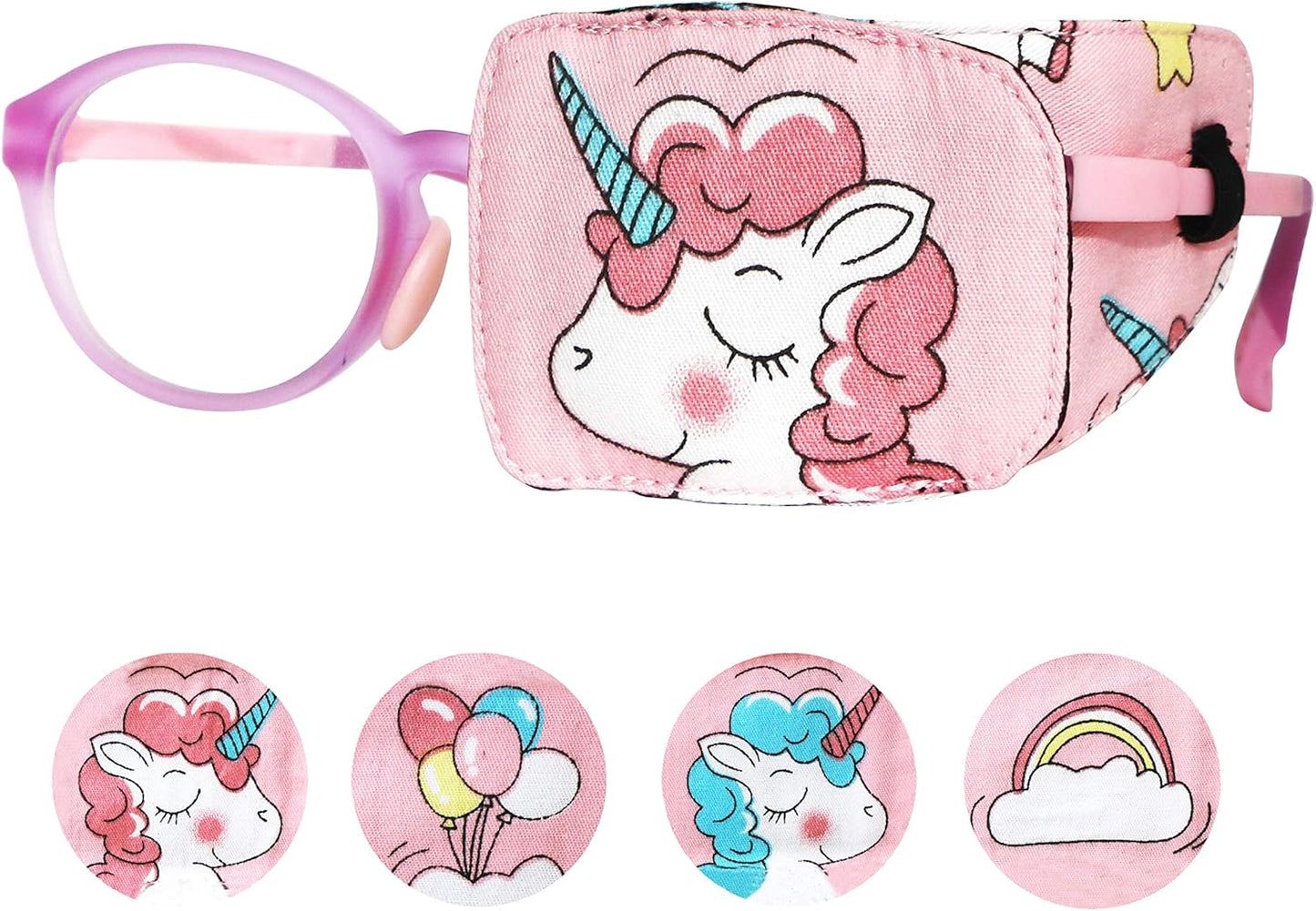 Cotton & Silk Eye Patch for Kids - Left Eye Design | Pink Hair Unicorn