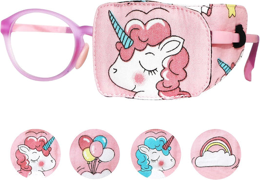 Cotton & Silk Eye Patch for Kids - Left Eye Design | Pink Hair Unicorn