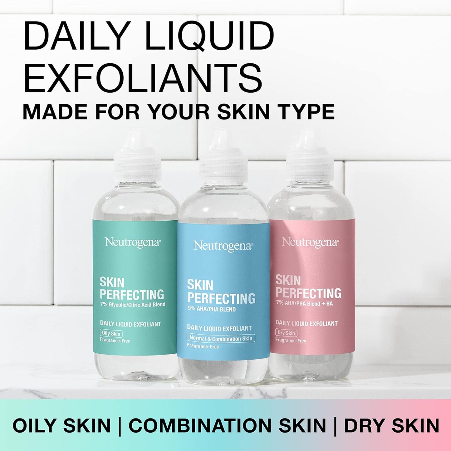 Neutrogena Daily Liquid Facial Exfoliant with 7% Glycolic Acid for Oily Skin - Smoothing & Clarifying Leave-On Treatment, 4 fl. oz