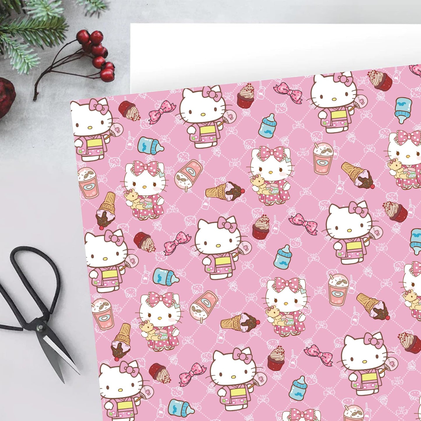 EYQQM Wrapping Paper 2 Rolls 118" x 17" Wrapping Paper Wrap Pack for Children's Birthday Party Storage Festive Decoration (Pink)