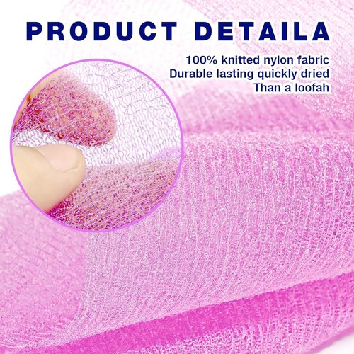 RIUOTA 3 Pieces Exfoliating Washcloth Towel African Net Sponge Japanese Washcloth Exfoliating Sponge Loofah Exfoliating Body for Body Exfoliation(Pink,Blue,Green)