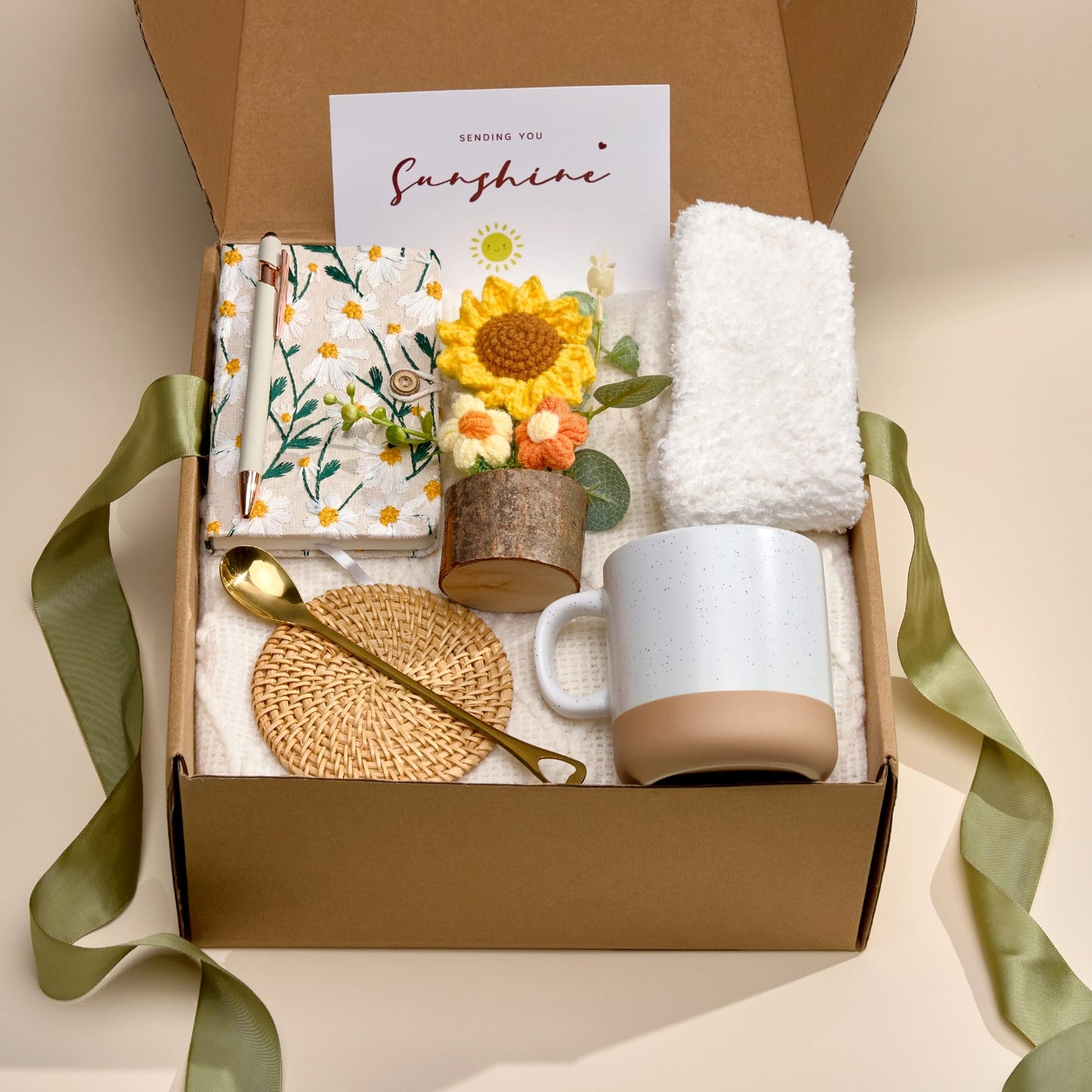 Kindre Natome Get Well Soon Gift Baskets for Women, After Surgery Recovery Care Package with Cozy Blanket & Mug, Thinking of You Feel Better Gifts, Self Care Gifts, Sunflower Sending Sunshine Box Set
