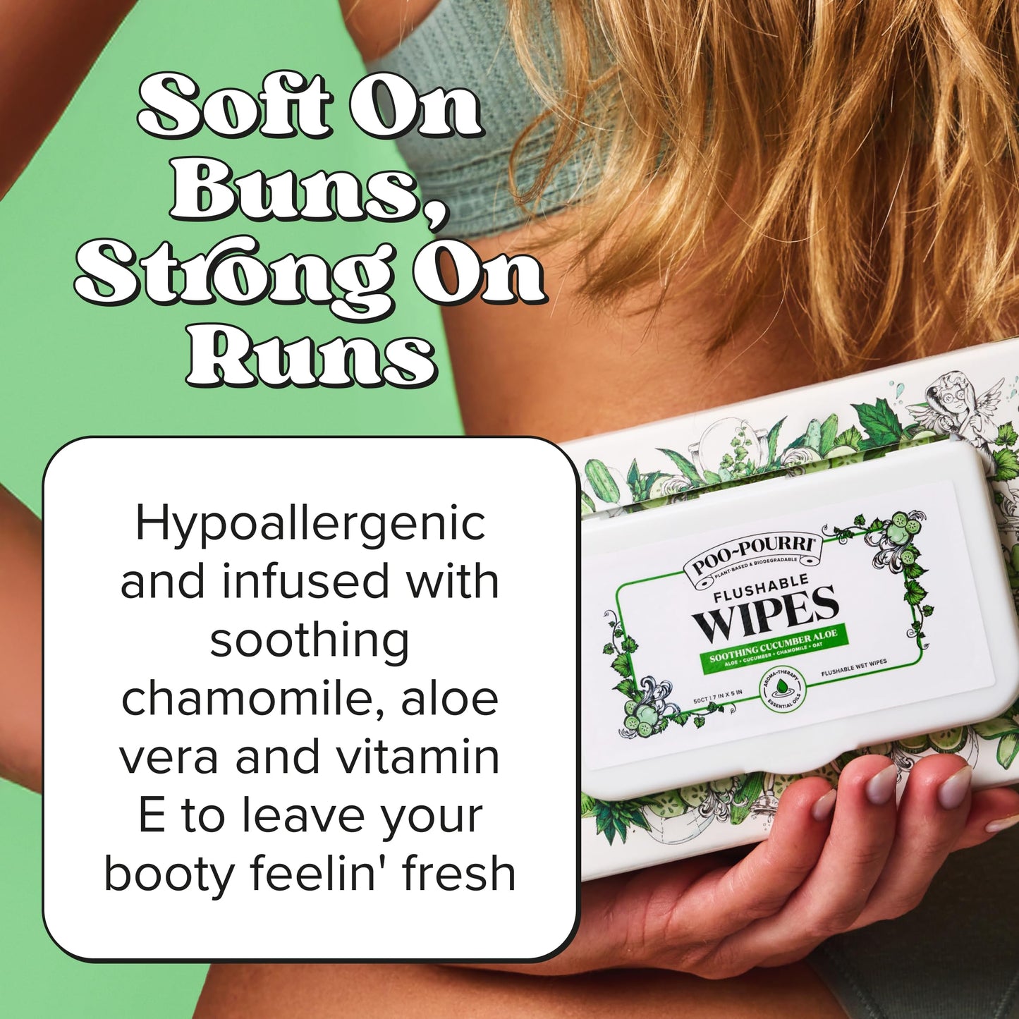 Poo~Pourri Flushable Wipes - Made with Plant Based Fibers, Aloe, & Vitamin E - Adult Wet Wipes - Cucumber & Aloe Essential Oils scent - Septic & Sewer Safe - 3-pack (150 total) with Dispenser Boxes