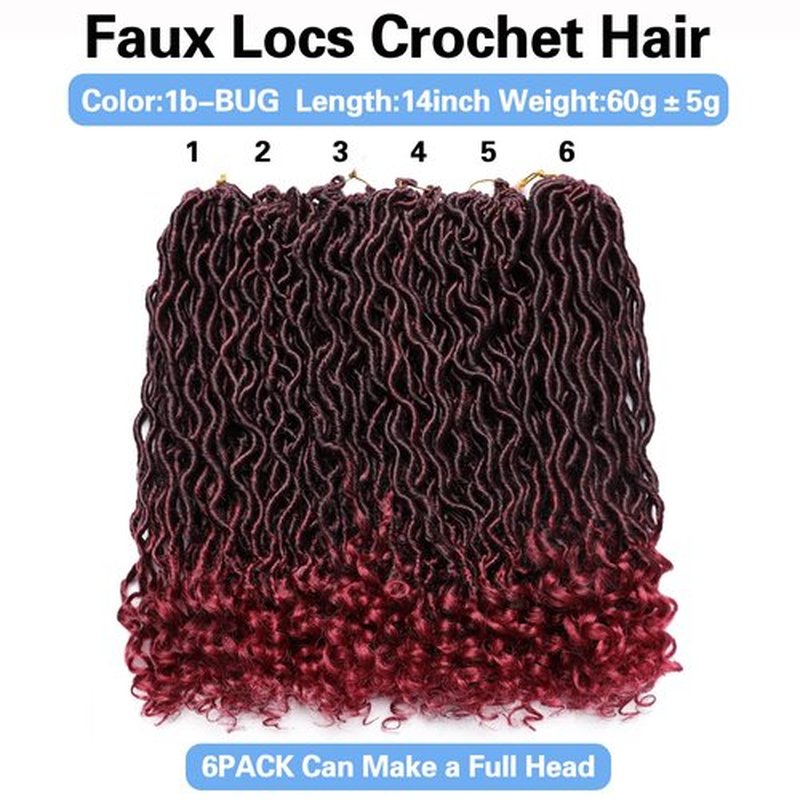 Goddess Locs Crochet Hair 6 Packs 14 Inch Wavy Curly Faux Locs Crochet Hair Pre Looped Crochet Synthetic Braids Hair With Curly Ends Crochet Faux Locs Hair for Black Women Extensions