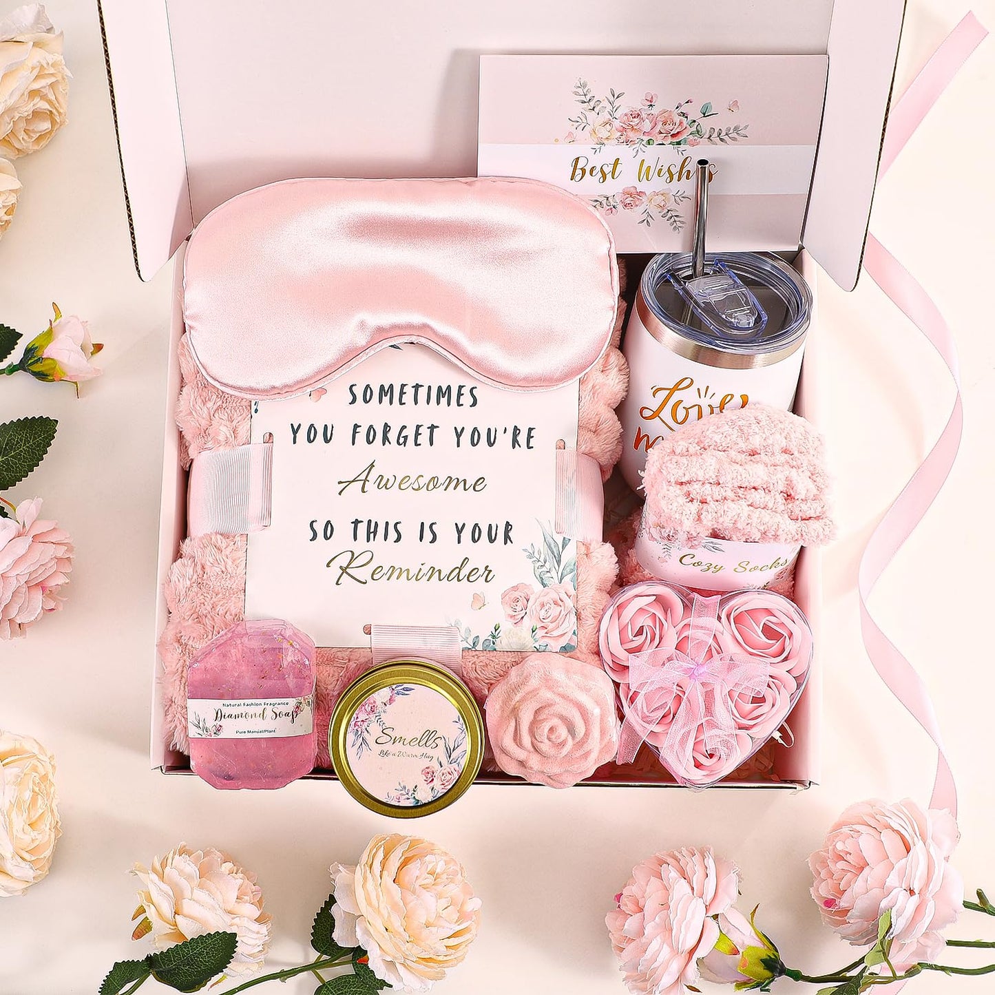 Mothers Day Gifts for Mom, Self Care Get Well Soon Gifts for Women, Relaxing Spa Gifts Basket Care Package Unique Birthday Valentines Galentines Gift for Women Sister Girlfriends