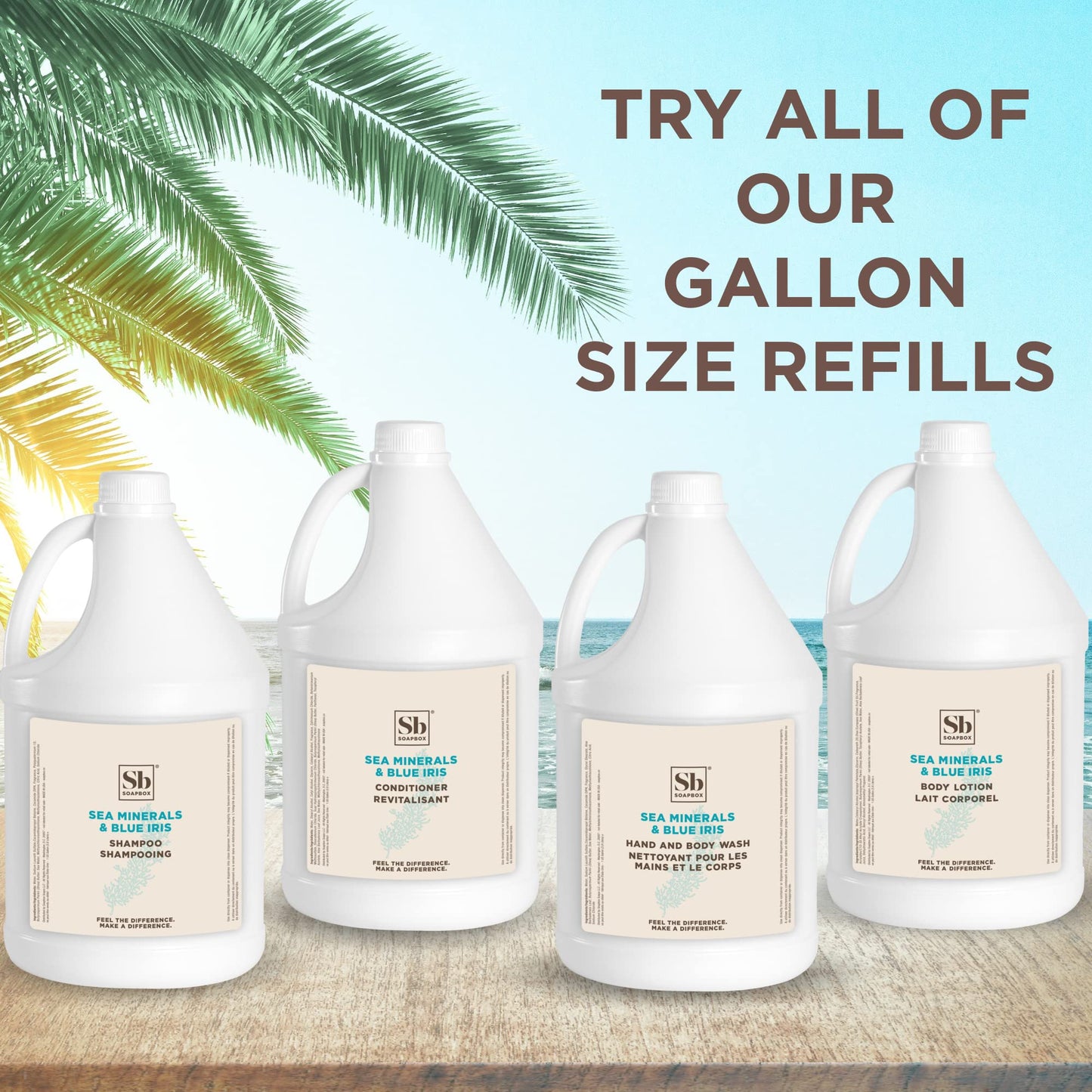 Soapbox Sea Minerals & Blue Iris Body Lotion, Refill Bulk Size For Rentals, Guest Rooms & Hotels - Clean Ingredients Free of Harsh Chemicals, Sulfates, Parabens & Silicones - 1 Gallon Bottle