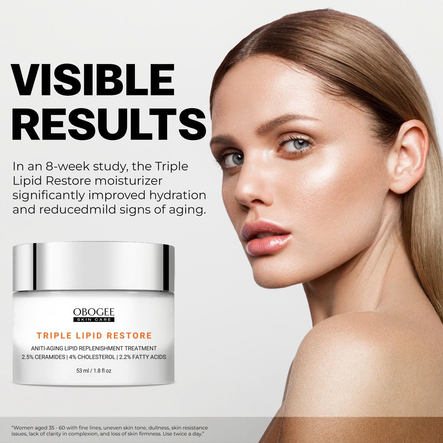 OBOGEE Triple Lipid Peptide - Restore & Fix Mature Skin Advanced Anti-Aging Cream for Radiant, Smooth Skin for Face & Neck (53 ml /1.8 fl oz)