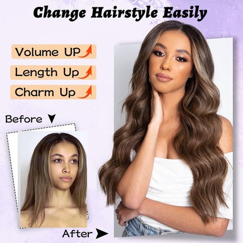 NAYOO Long Wavy Wigs for Women Ombre Purple Middle Part Wig Synthetic Heat Resistant Fiber Women Wigs for Daily Party Use 26 Inch (Ombre Purple)