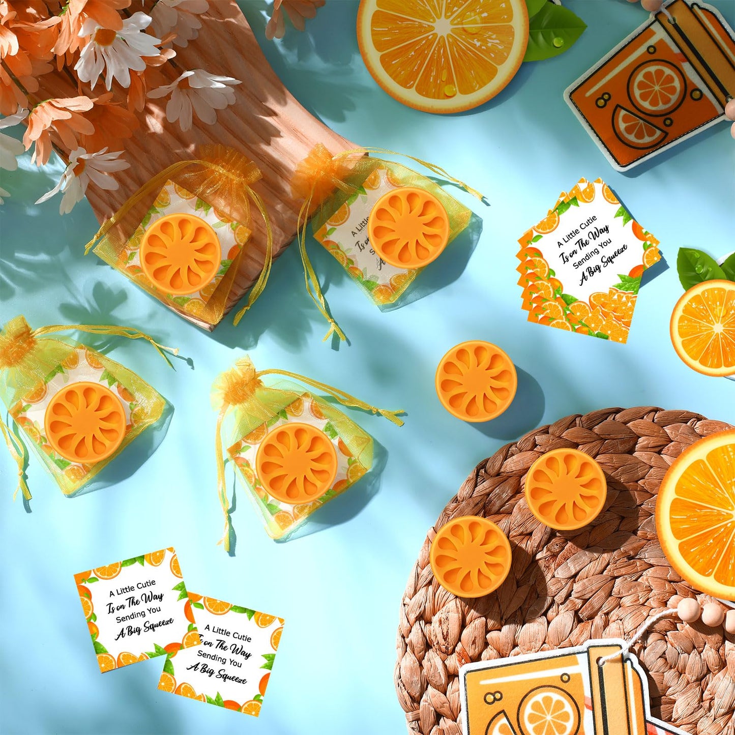SiliFine 50 Sets Little Cutie Baby Shower Party Favor Orange Soap Gifts Bulk Orange Soaps with Card and Bag for Wedding Gifts Bridal Party Baby Shower Decorations Clementine Little Cutie Theme Favors