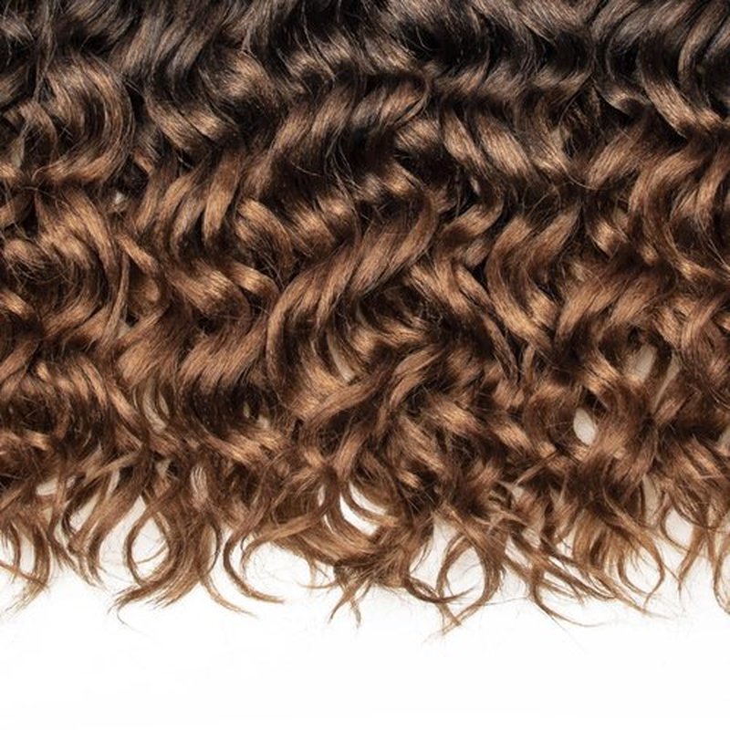 Ocean Wave Crochet Hair 18inch Deep Wave Curly Crochet Hair For Women,Ombre Brown Hawaii Curly Braiding Hair Synthetic Bohemian Crochet Braid Water Wave Crochet hair Extensions (6Packs, 1B/30)