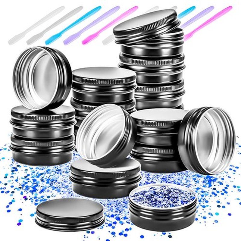 MotBach 16 Pack 1oz Tin Jars, 30ml Metal Tin cans, 1Ounce Aluminum tin can jar Containers with Screw Lid for Lotion Bars, Toiletries, Creams, Samples, Makeup Cosmetic, Spices, Salve, Balms, Beard Balm