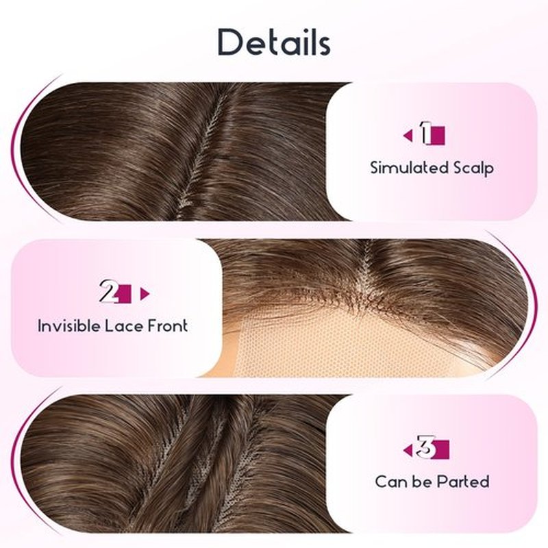 EMMOR Short Layered Wigs,Natural Medium Length Central Lace Layered Wigs, Premium Heat-Resistant Synthetic Straight Wigs for Women Daily Use(Ombre Light Blonde)
