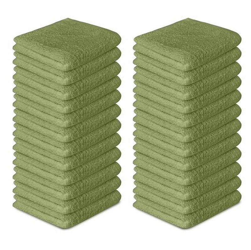 Softolle 100% Cotton Ring Spun Wash Cloths – Bulk Pack of Washcloths – 12x12 Inches – Wash Cloth for Face, Highly Absorbent, Soft and Face Towels (Sage Green, 24 Pack)
