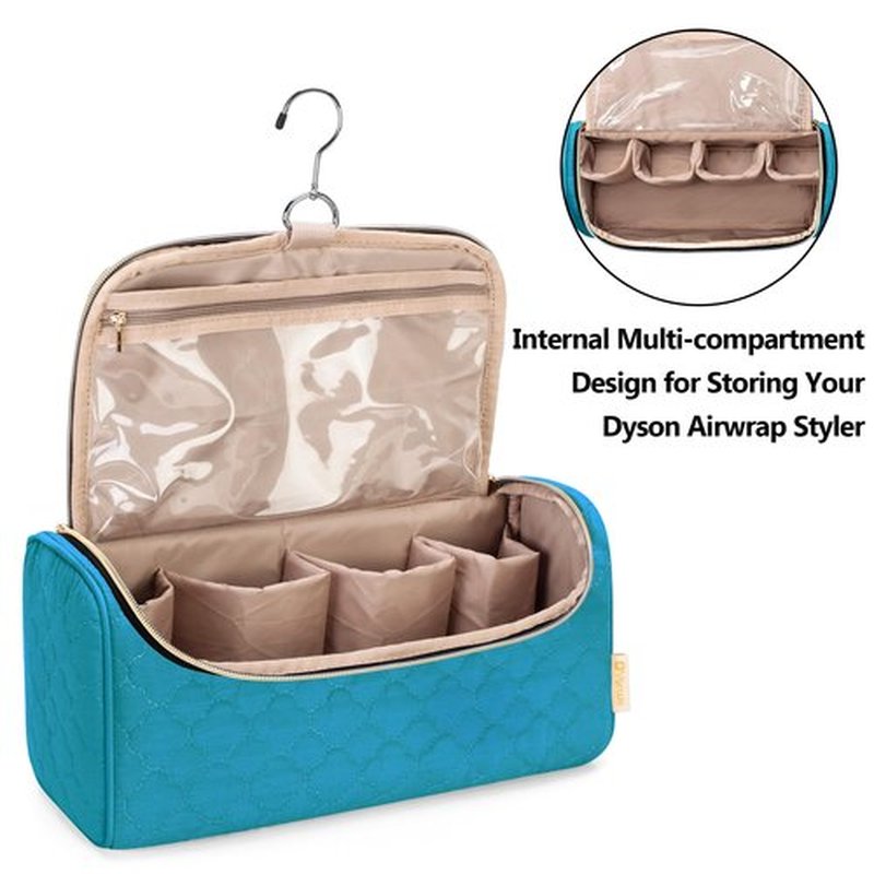 Yarwo Travel Case Compatible for Dyson Airwrap Complete Styler All Models and Attachments, Portable Storage Bag with Hanging Hook for Hair Curler Accessories, Teal (Patent Design)