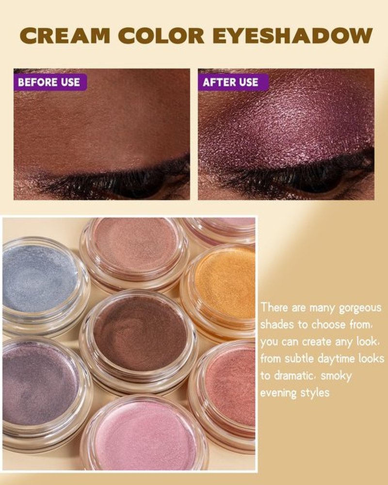 Shimmer Cream Eyeshadow, Ultra-Blendable Glitter Eye Shadow with Moisturizing Formula, Waterproof Long Lasting & Highly Pigmented, Single Creme Eyeshadow Metallic Highlighter Makeup for Women-03#Pink