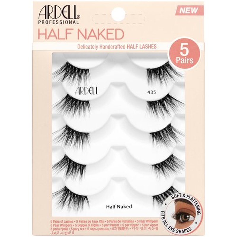 Ardell Half Naked Lashes - 435, Delicately Handcrafted Half Lashes, 5-pairs, 1-pack