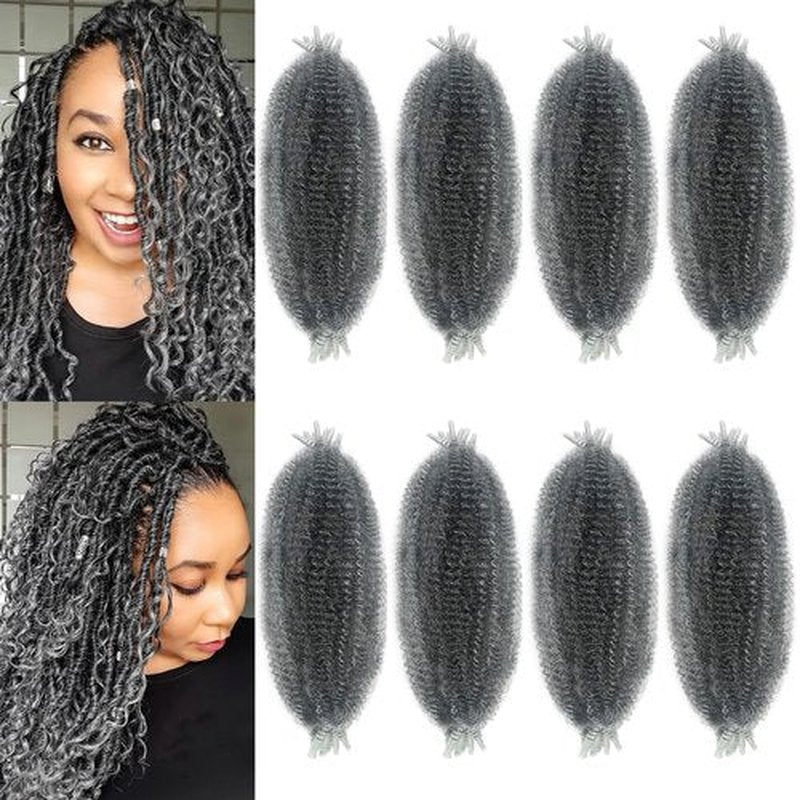 12 Inch Afro Spring Twist Hair 8 Packs Marley Twist Braiding Hair TGray Afro Twist Hair Marley Twist Braiding Hair Afro Twist Hair for Soft Locs (TGray#, 12 Inch(Pack of 8))