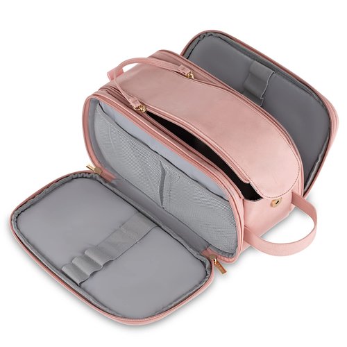 Elviros Toiletry Bag for Men, Large Travel Shaving Dopp Kit Water-resistant Bathroom Toiletries Organizer PU Leather Cosmetic Bags